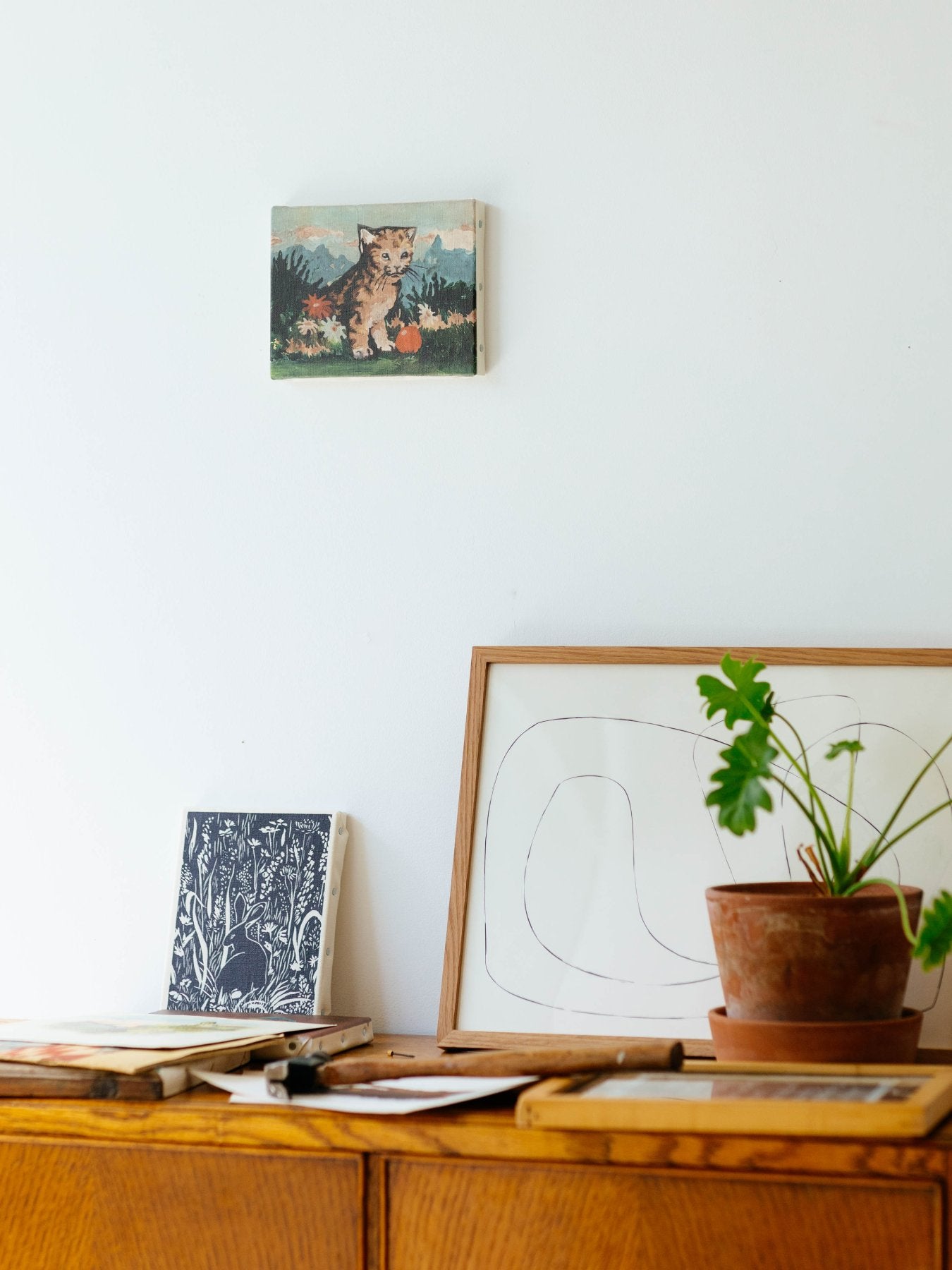 オリジナル・スモールアート(キャンバスプリント)/草原のうさぎ