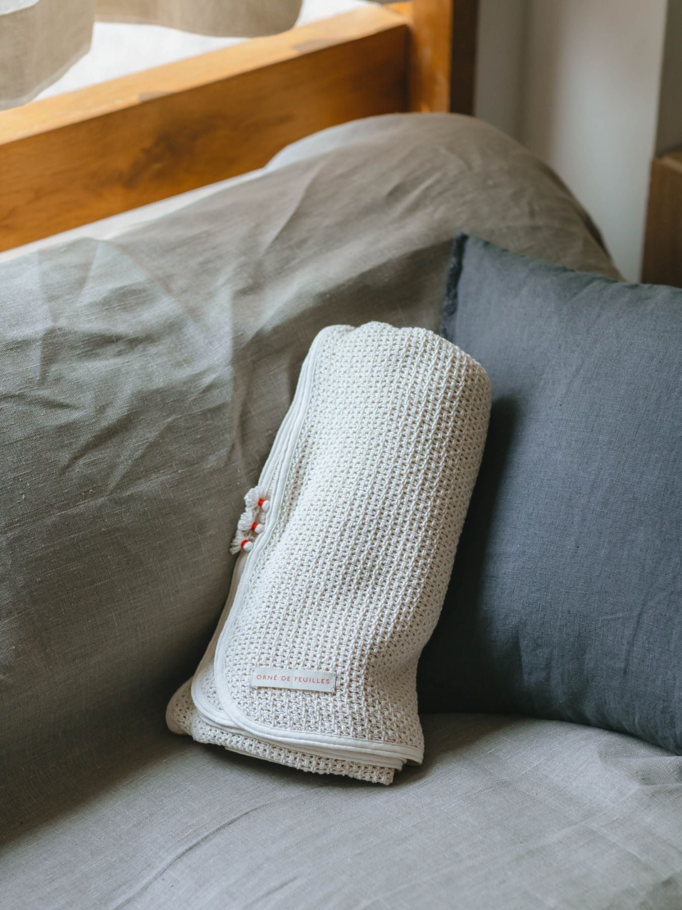 fog linen work × Orné de Feuilles コットンブランケット