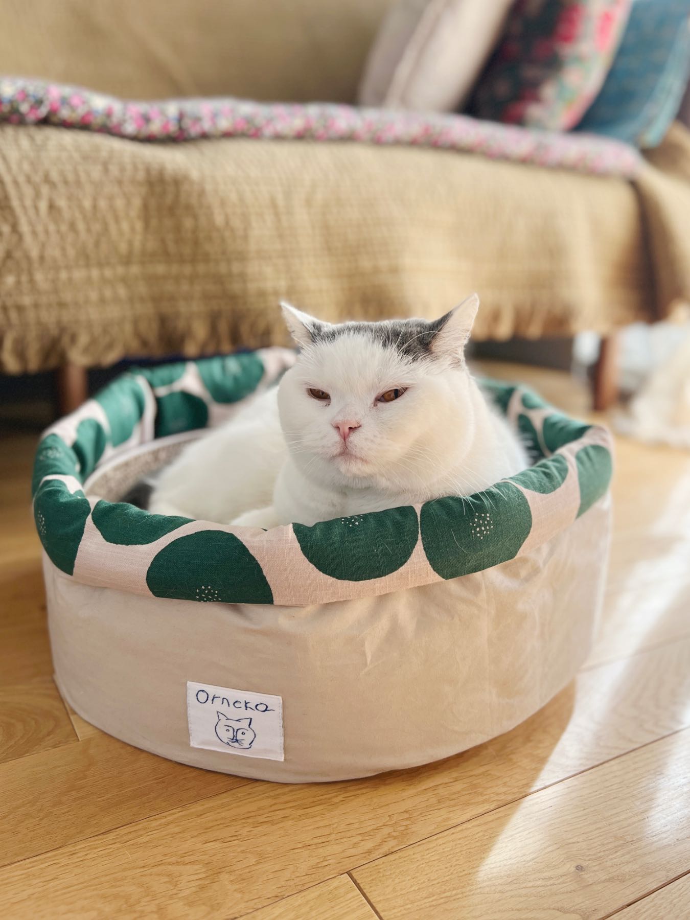 オルネコ・クッション付きラウンドベッド/あんパン