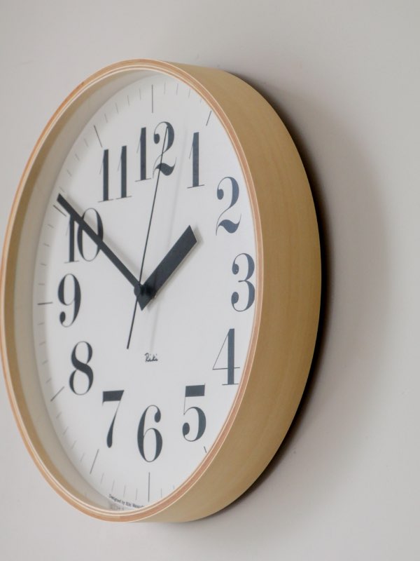 RIKI CLOCK Lサイズ 電波ステップ式 太字指標/ナチュラル