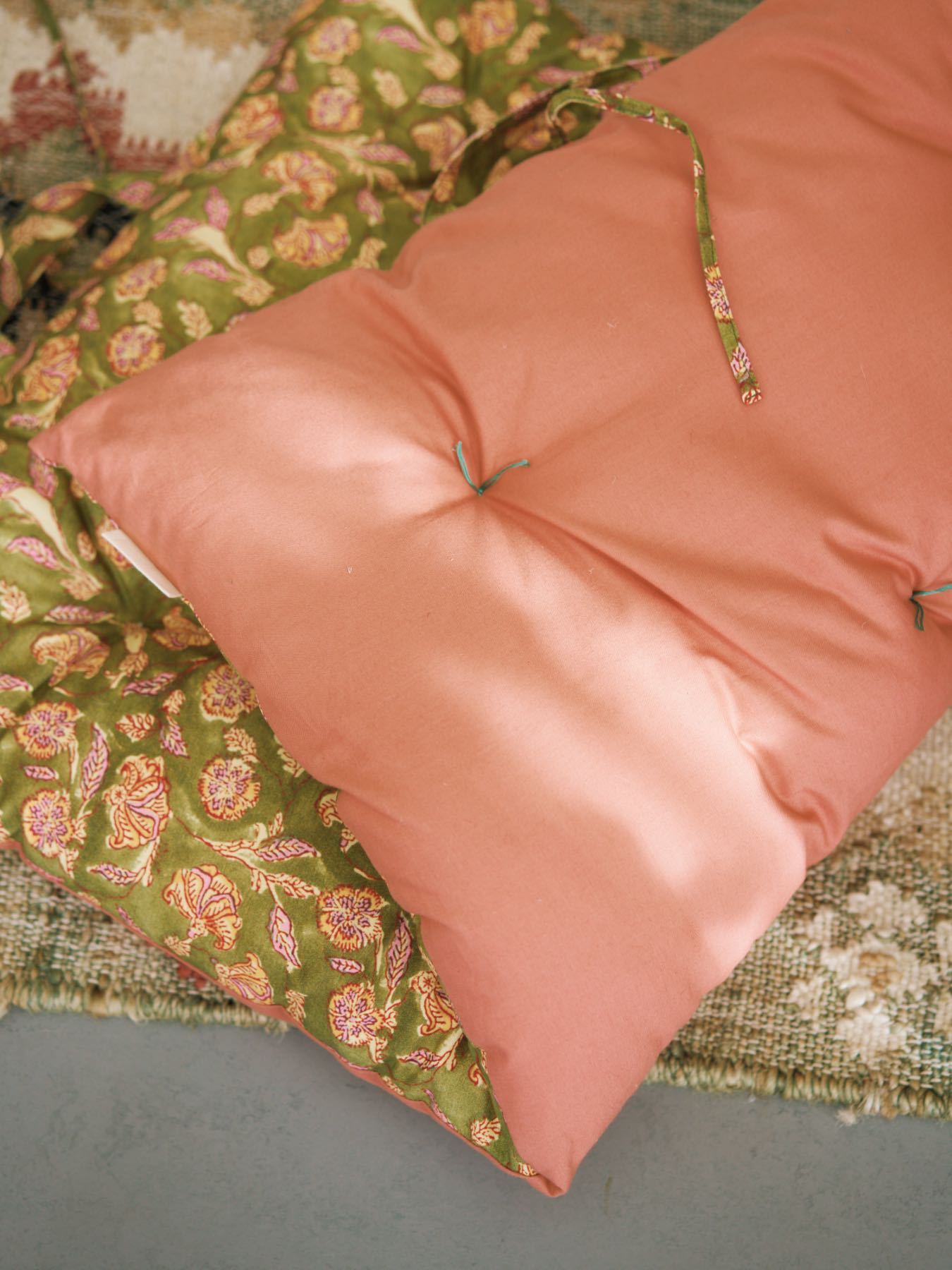 オリジナル・プリントシートクッション／ブロックプリント柄