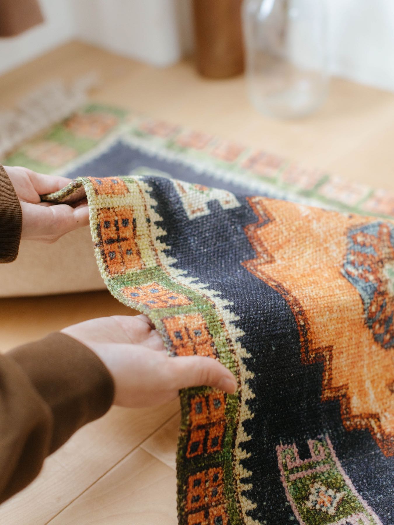 オリジナル・ヴィンテージラグ柄プリントマット