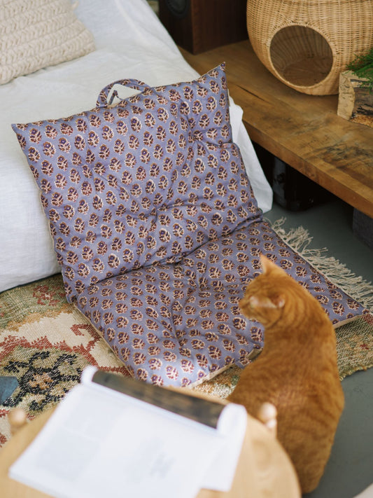 オリジナル・プリントシートクッション／ブロックプリント柄