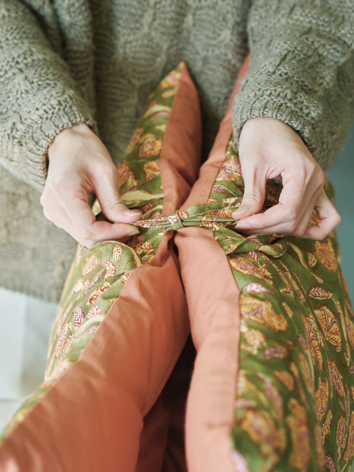 オリジナル・プリントシートクッション／ブロックプリント柄