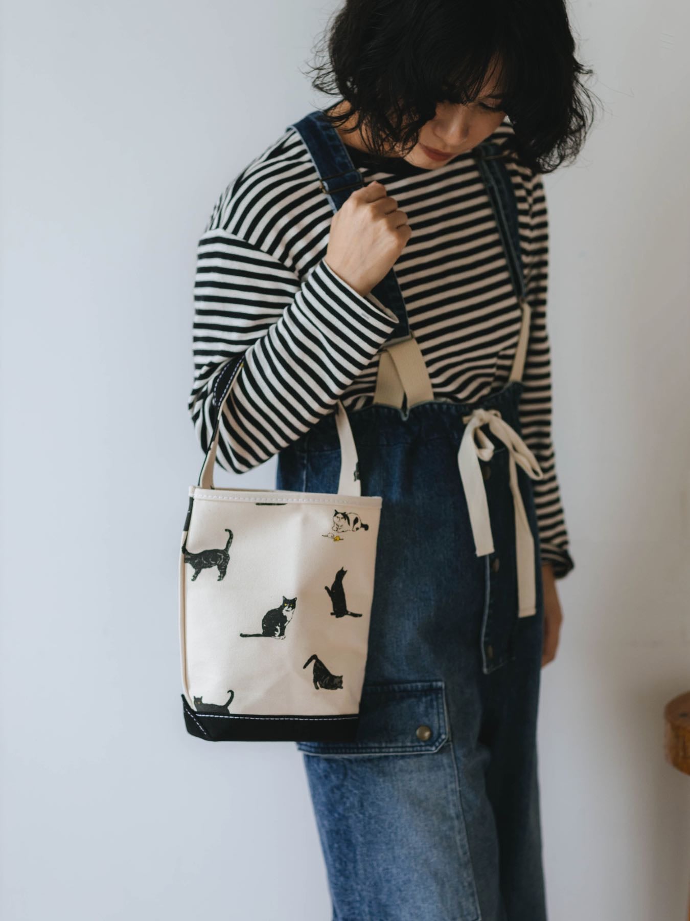 TEMBEA 巾着POCHETTE & BAGUETTE TOTE／BLACK CAT