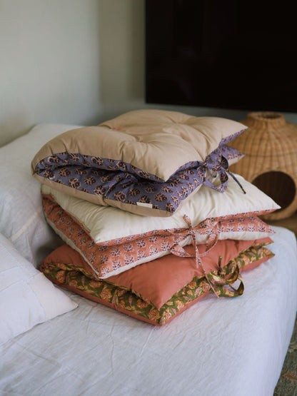 オリジナル・プリントシートクッション／ブロックプリント柄