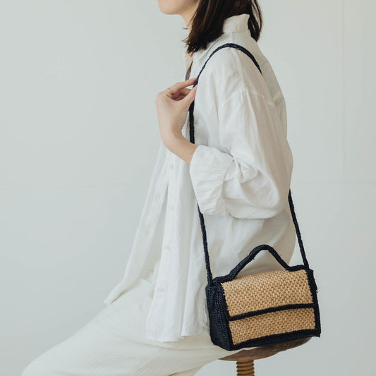 LIMAIA PARIS ショルダー付きツートーン ラフィアバッグ
