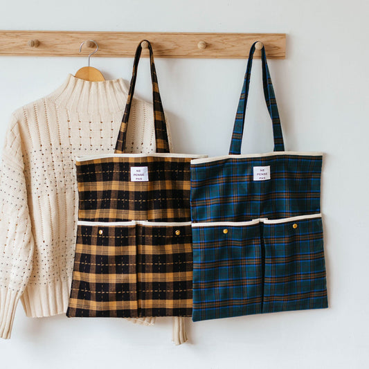 ne pense pas チェックトートバッグ（2ポケット）