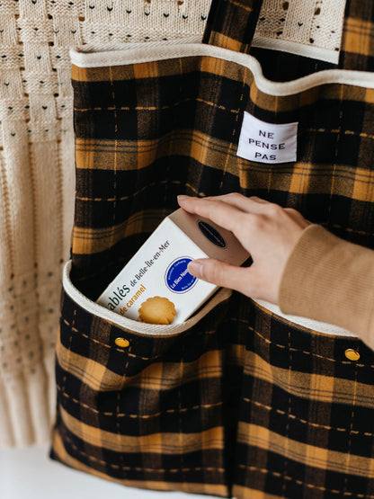 ne pense pas チェックトートバッグ（2ポケット）