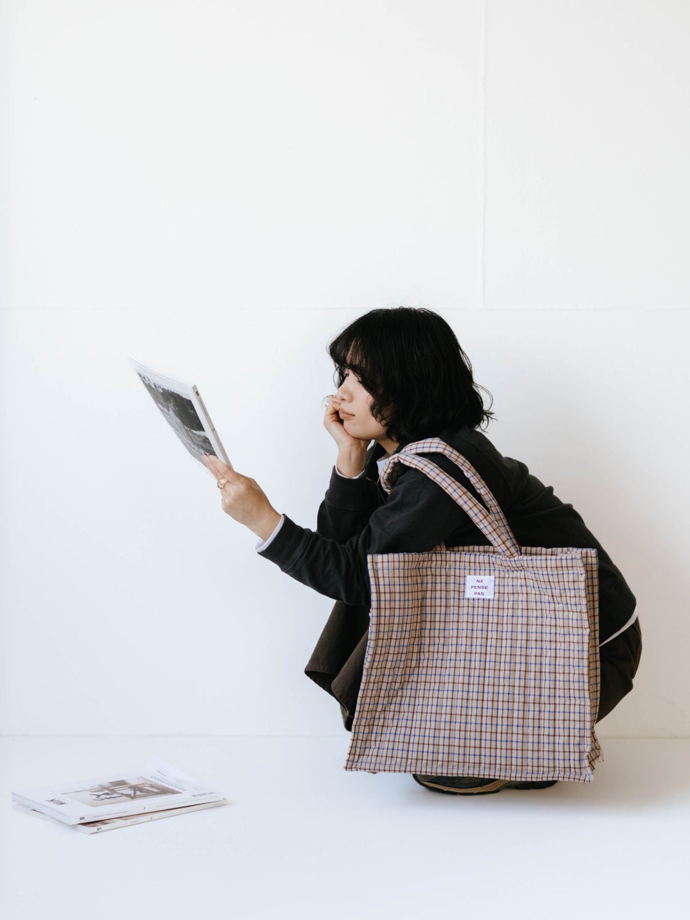 ne pense pas キルティングチェックバッグ