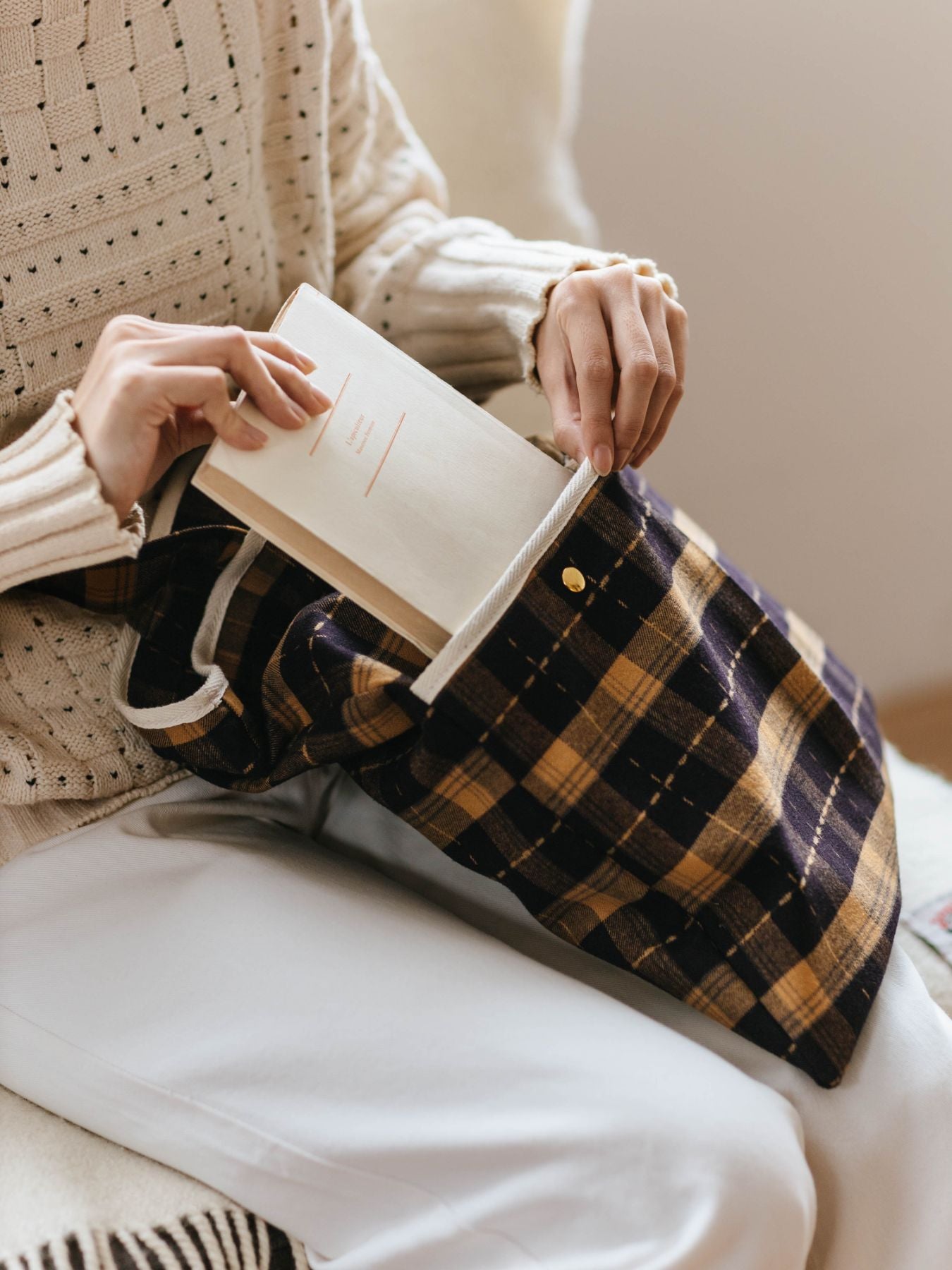 ne pense pas チェックトートバッグ（2ポケット）