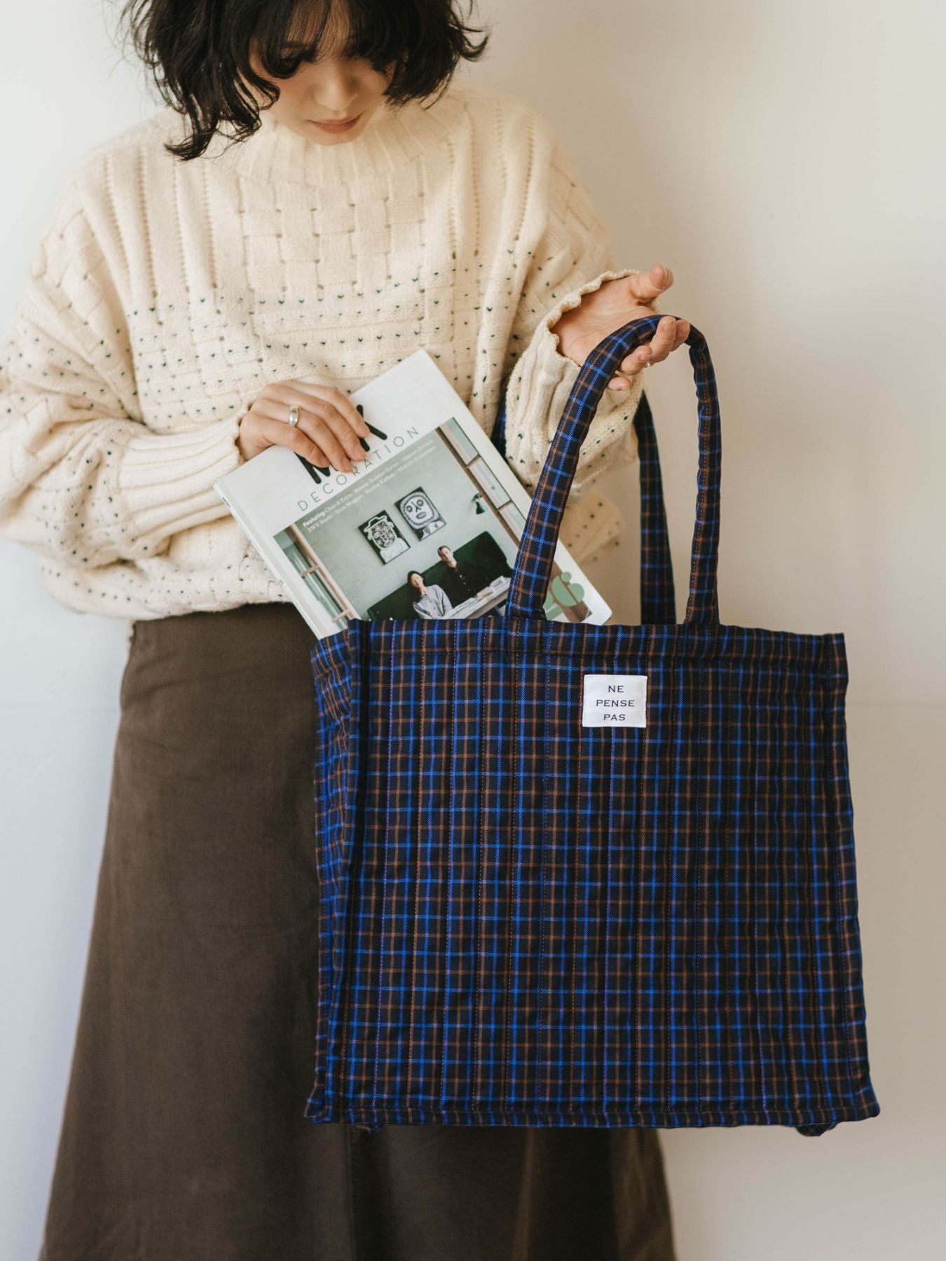 ne pense pas キルティングチェックバッグ