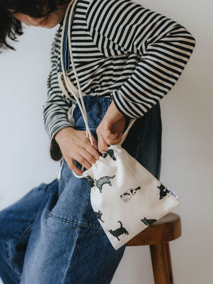 TEMBEA 巾着POCHETTE & BAGUETTE TOTE／BLACK CAT