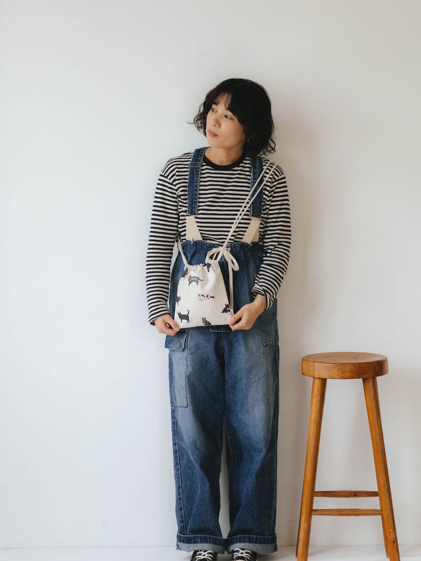 TEMBEA 巾着POCHETTE & BAGUETTE TOTE／BLACK CAT