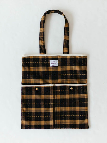 ne pense pas チェックトートバッグ（2ポケット）