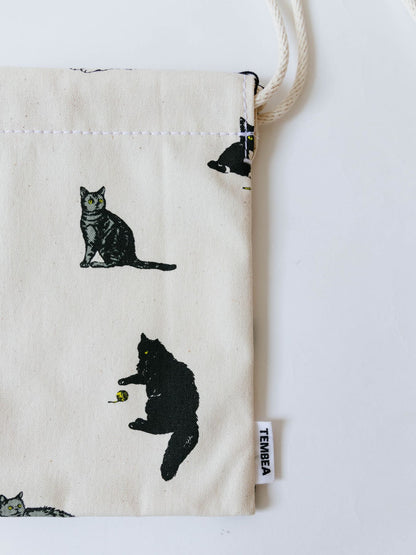 TEMBEA 巾着POCHETTE & BAGUETTE TOTE／BLACK CAT