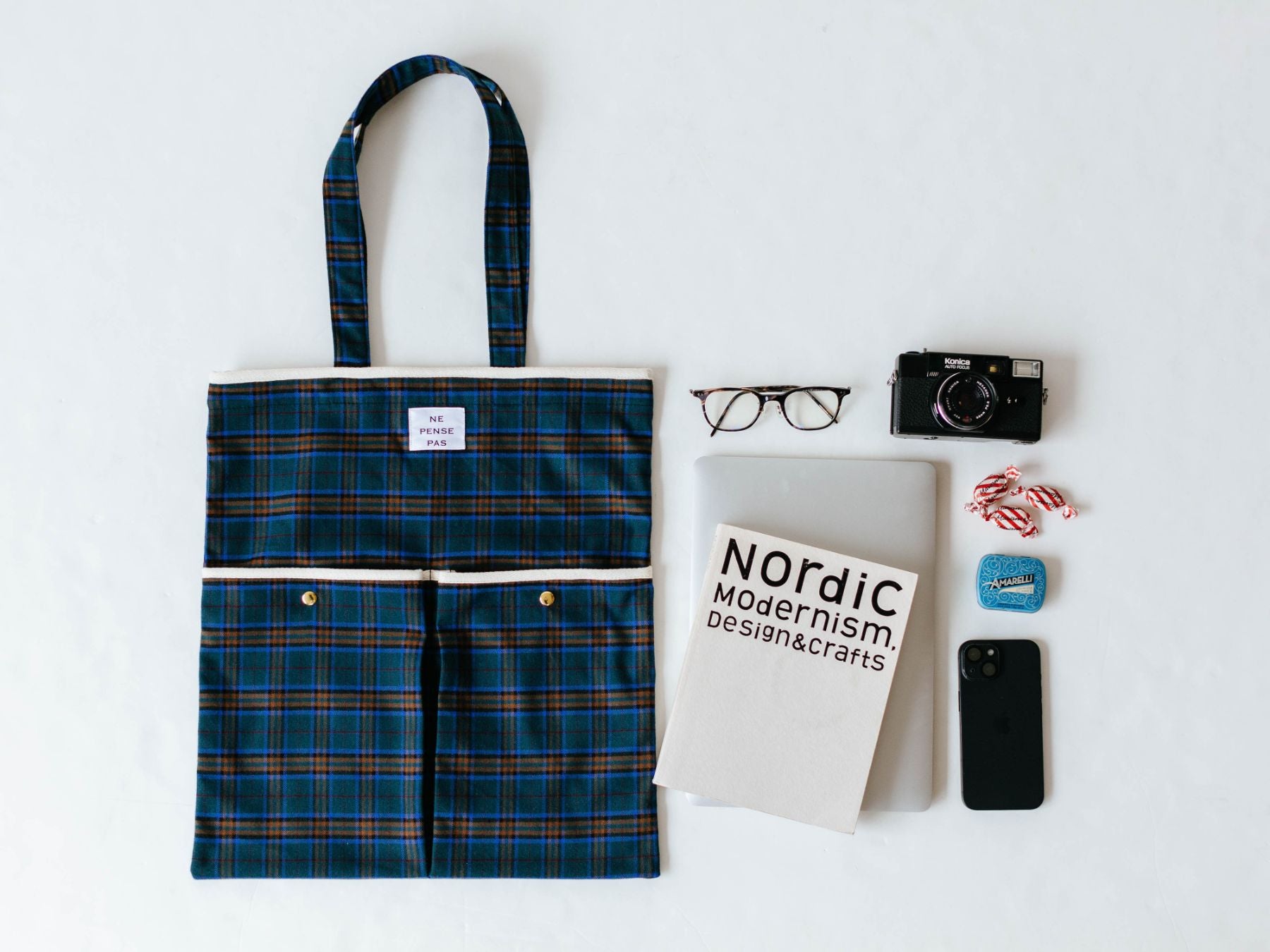 ne pense pas チェックトートバッグ（2ポケット）｜バッグ｜オルネ ド