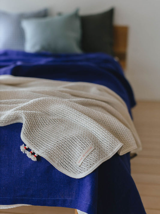 fog linen work × Orné de Feuilles コットンブランケット
