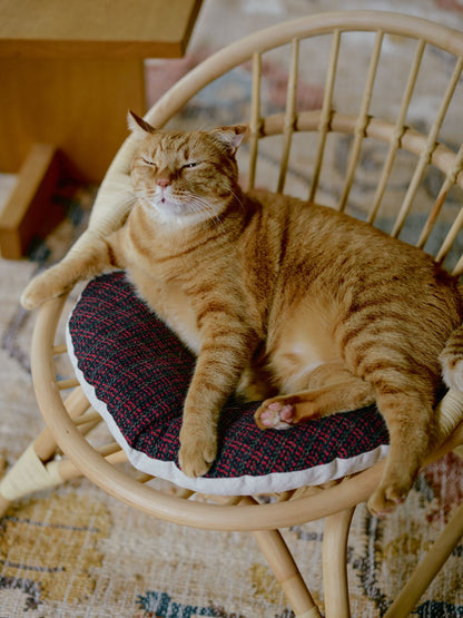 ラタンラウンドチェア（リバーシブルクッション付き）