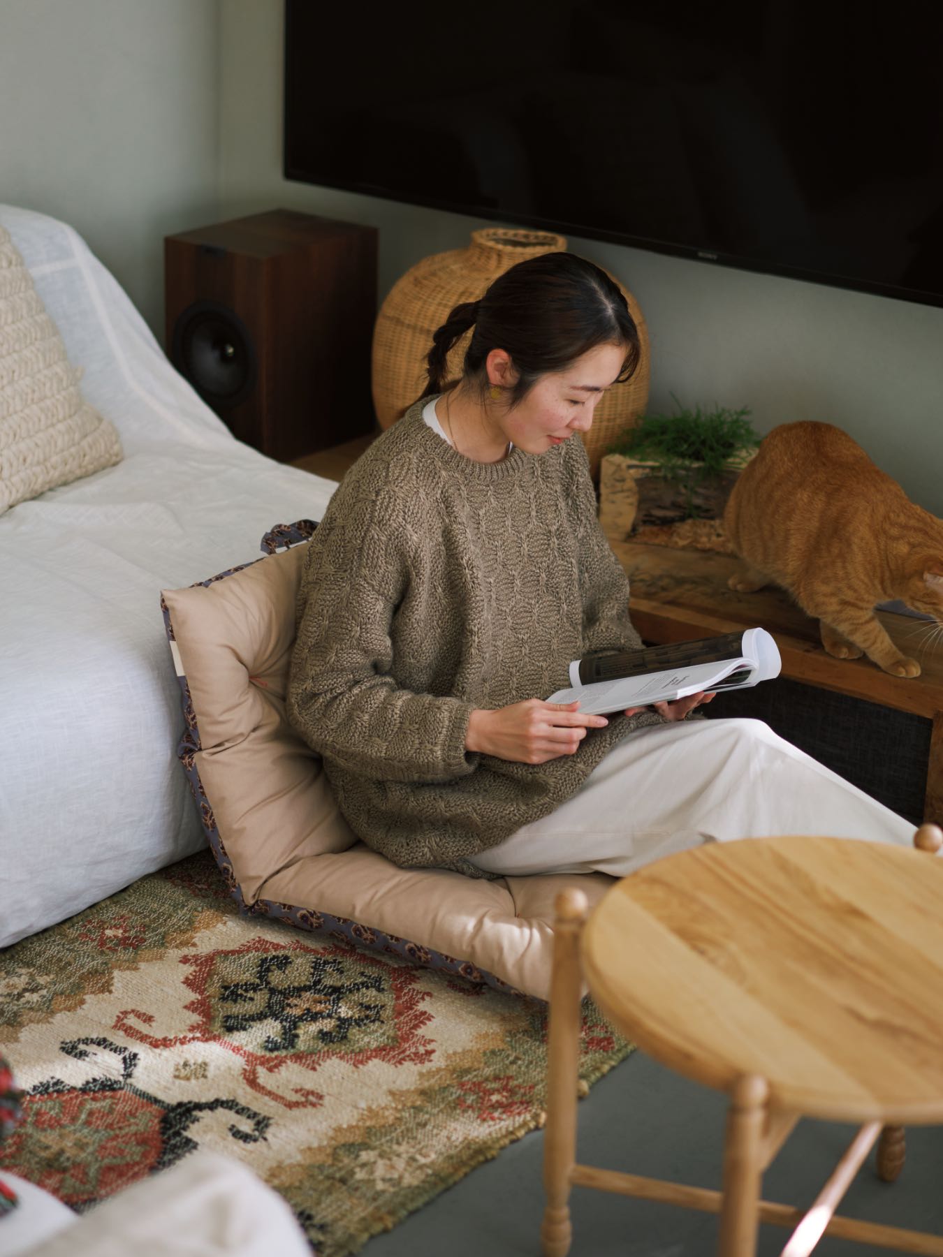 オリジナル・プリントシートクッション／ブロックプリント柄