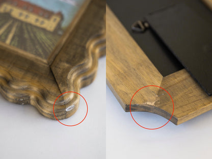 表面に小さな傷や、裏側に補修のパテが見られる場合があります。