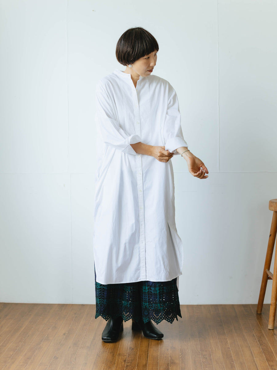 ichi スカラップ刺繍パンツ／ブラックウォッチ