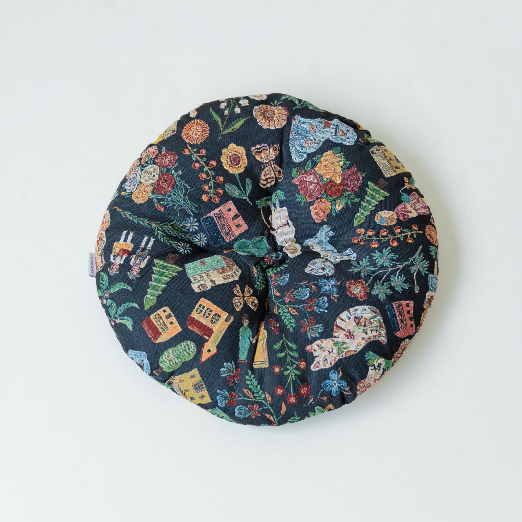 Orné de Feuilles リネン・ラウンドクッション 2個セット Orné de Feuilles リネン・ラウンドクッション 2個セット