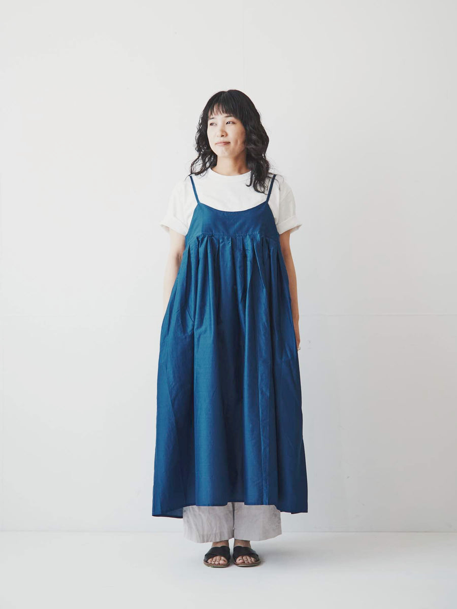 fg0793）miiThaaii コットンシルク アミンスリップドレス／ターコイズ<br>モデル身長：158cm