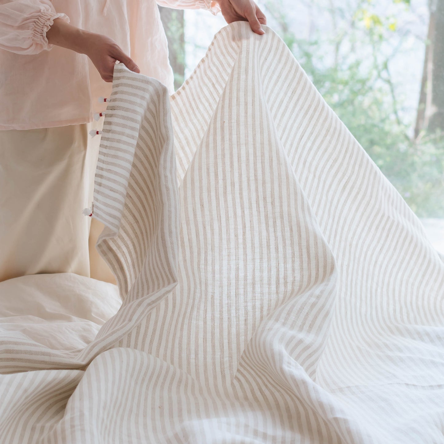 fog linen work × Orné de Feuilles リネンブランケット