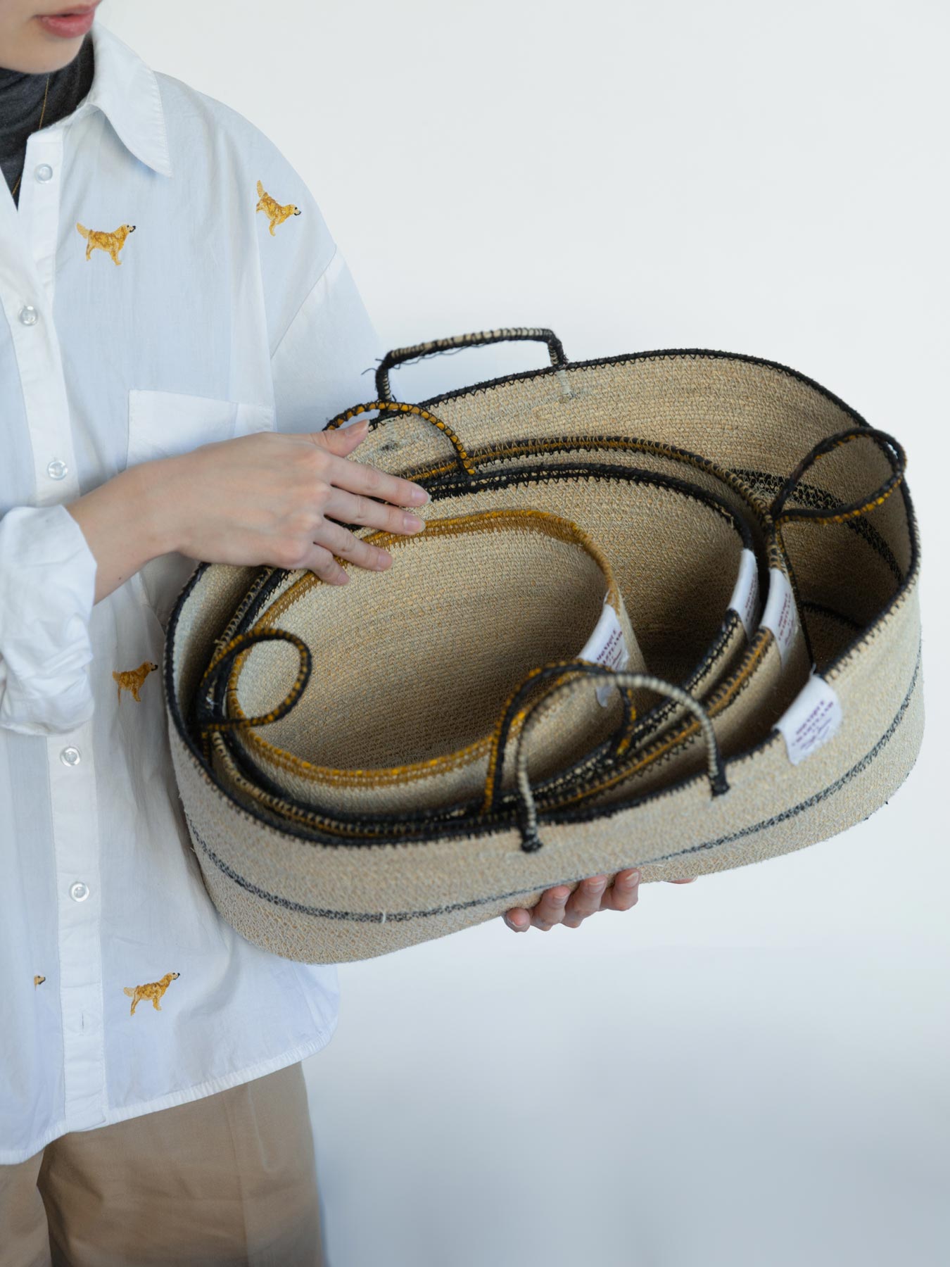 シーグラス・スタッキングバスケット／オーバル