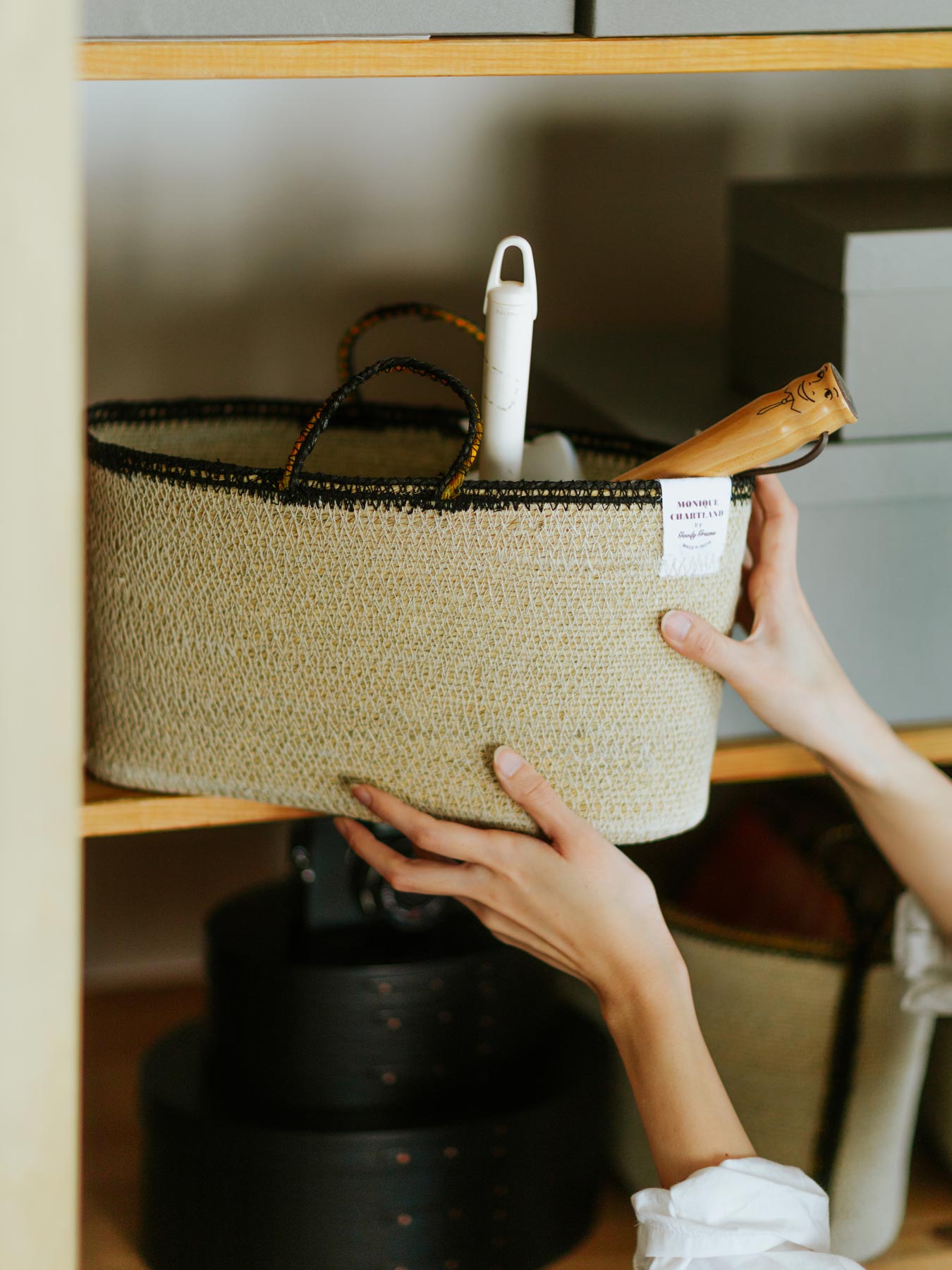 シーグラス・スタッキングバスケット／オーバル