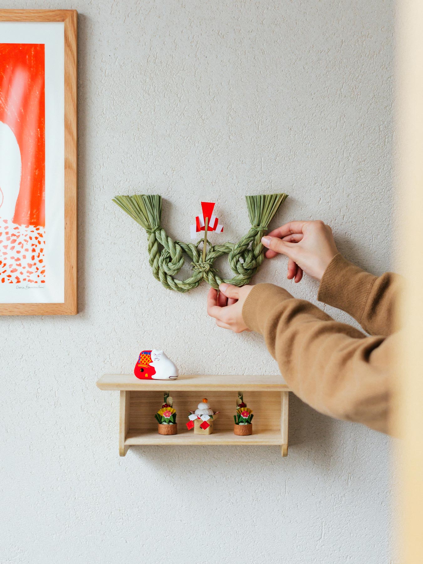 INAKEN しめ飾り（通年用）稲わら飾り／福双鯛｜壁飾り・ウォールデコ