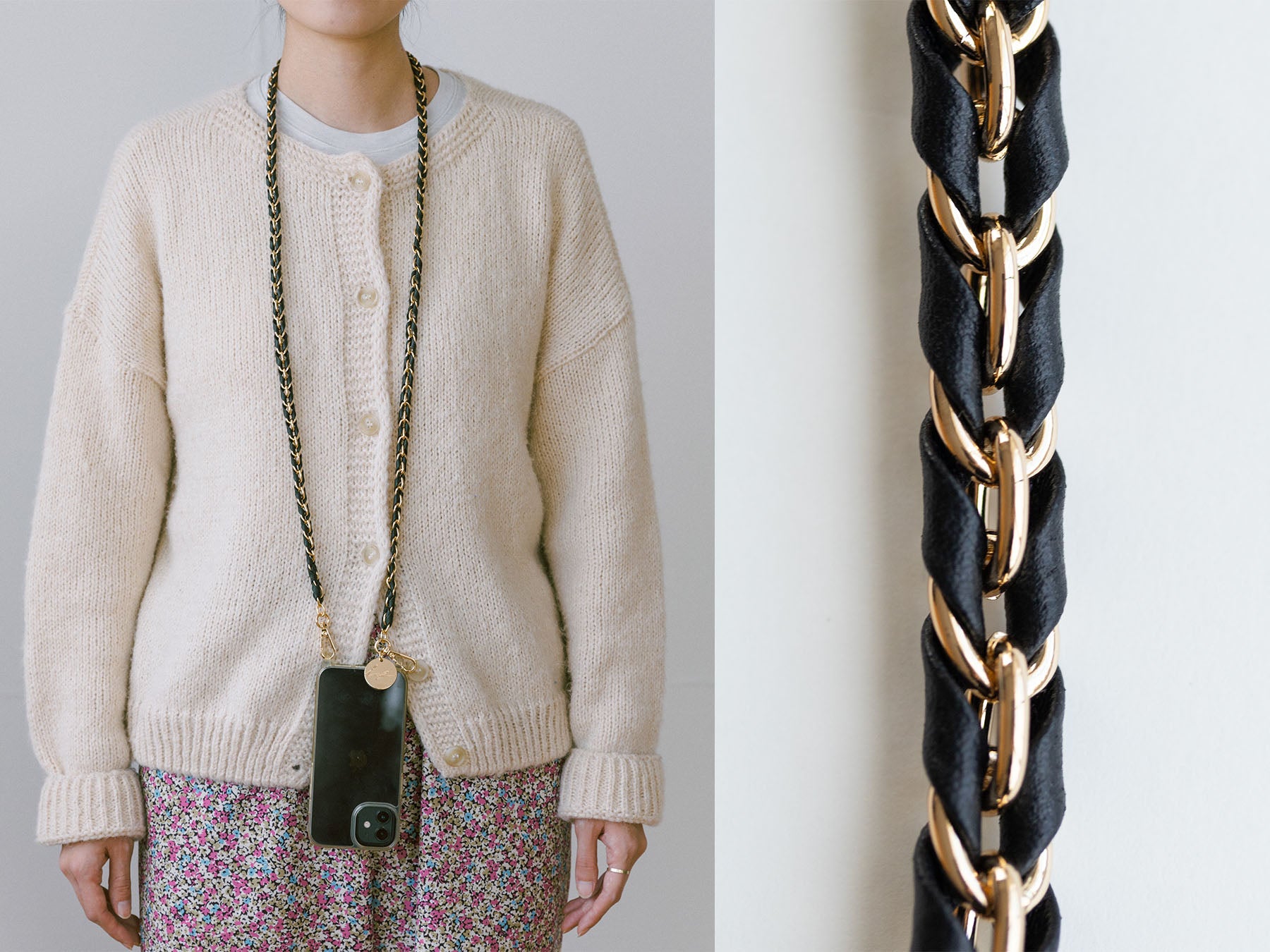 LaCoqueFrançaise Liv ベージュ ストラップ 120cm La Coque Francaise チェーンモバイルストラップ（120cm