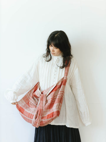 ichi Antiquités Linen Big Check Bag