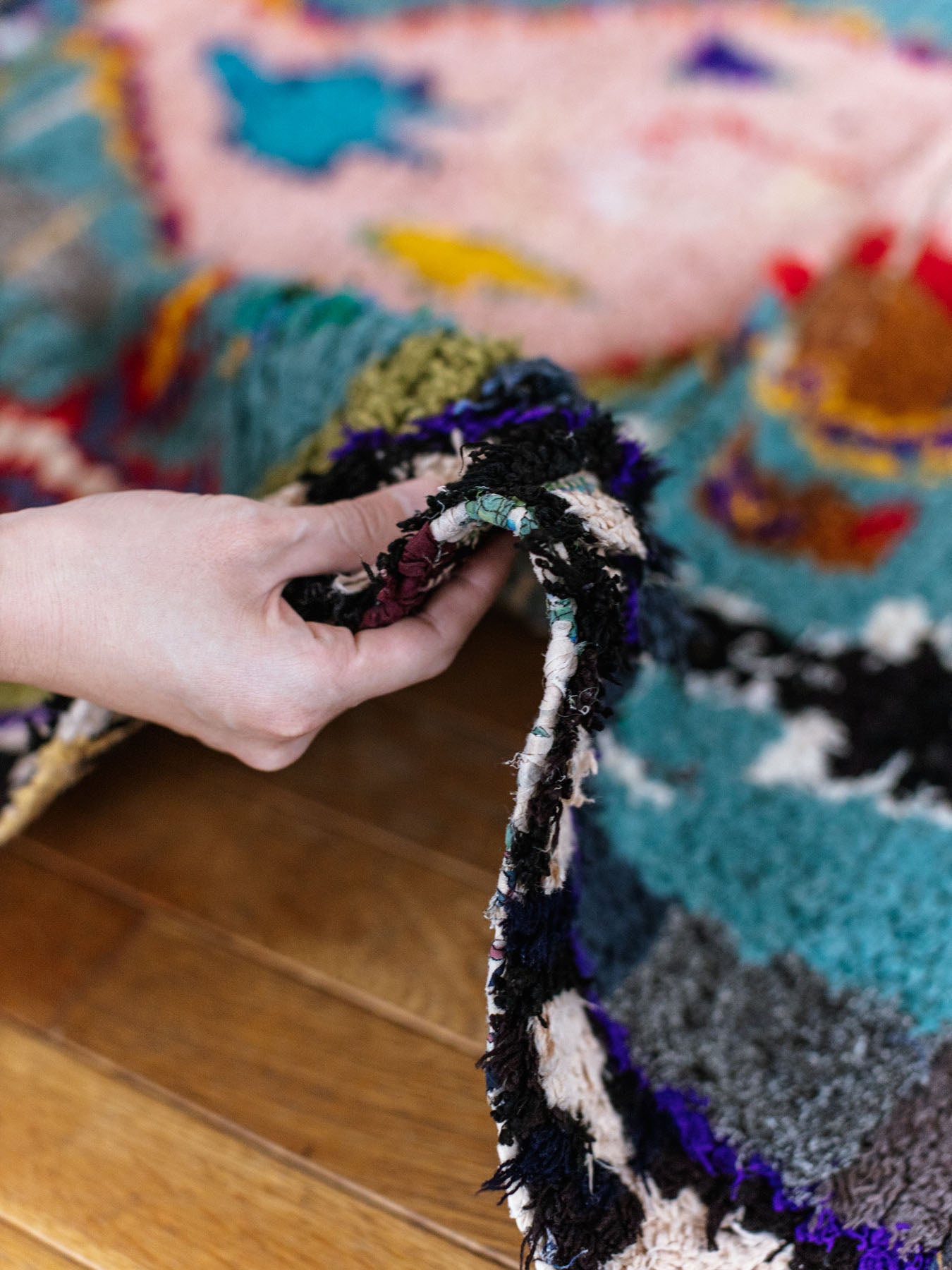 ヴィンテージ モロッコ ラグ 幾何学模様のカラフルラグ ボシャルウィット モロッコヴィンテージラグ・ボシャルウィット／J｜オルネ ド フォイユ