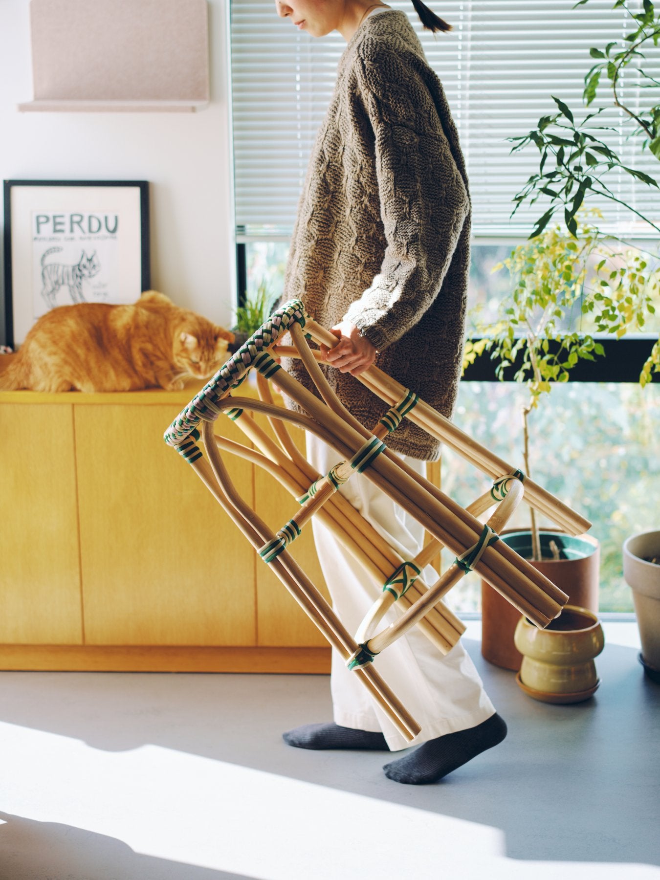 希少　オルネドフォイユ　オリジナル・ラタンビストロスツール／ホワイト オリジナル・ラタンビストロスツール｜家具｜オルネ ド フォイユ公式