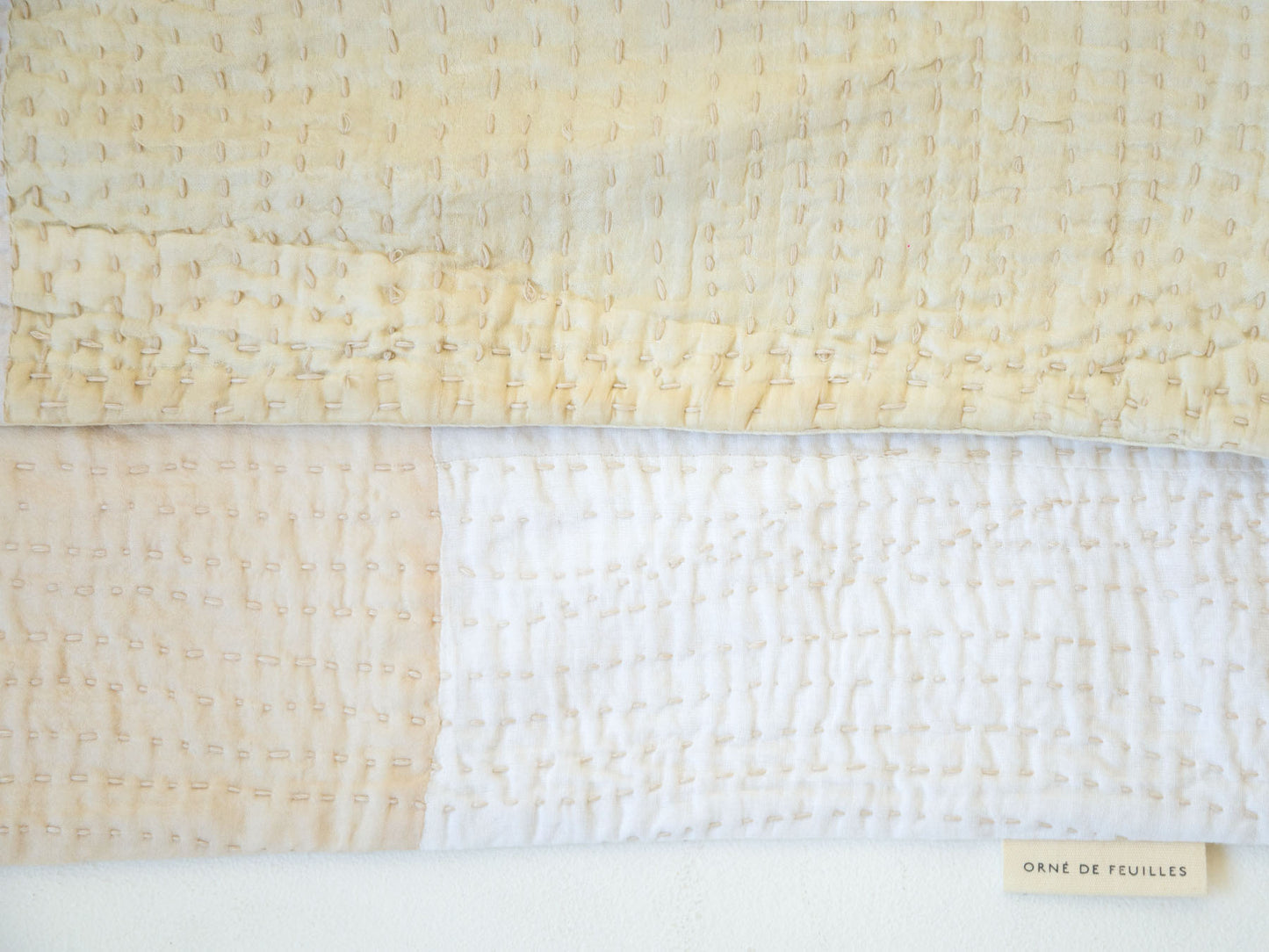 オリジナル・パッチワークカンタ スクエアクッションカバー／ホワイト