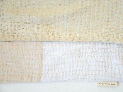 オリジナル・パッチワークカンタ スクエアクッションカバー／ホワイト