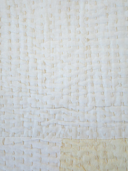 オリジナル・パッチワークカンタ スクエアクッションカバー／ホワイト