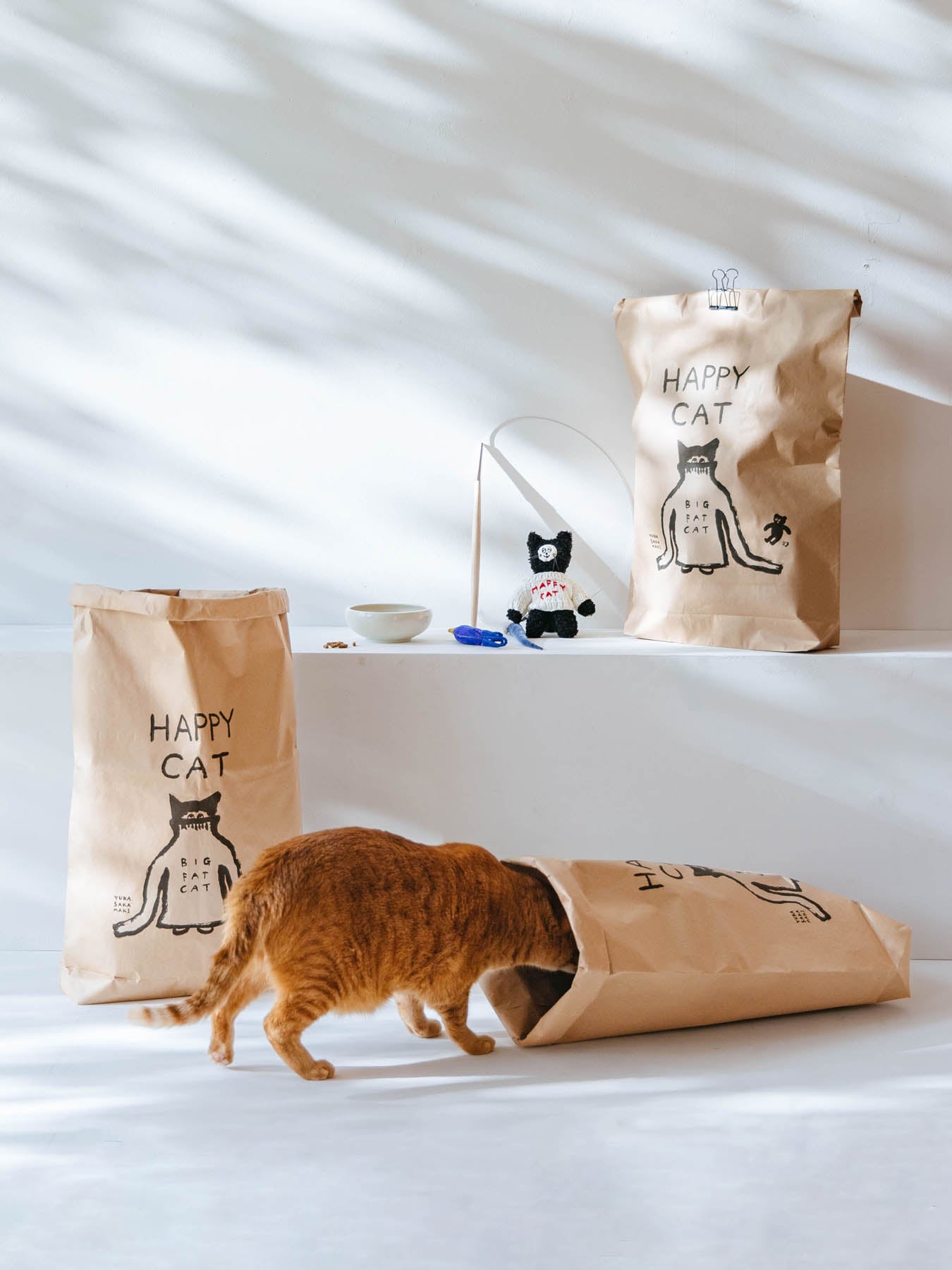 ネコ好き出品　4袋 オルネコ・ネコのための米袋／坂巻弓華 HAPPY CAT｜オルネコ（おもちゃ