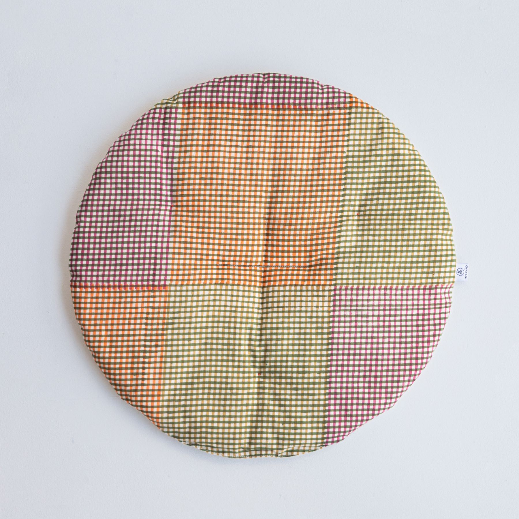 オルネコ・リバーシブルクッション／ブロックプリント（ベッド用