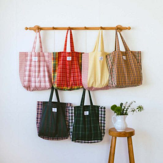 ne pense pas チェックトートバッグ