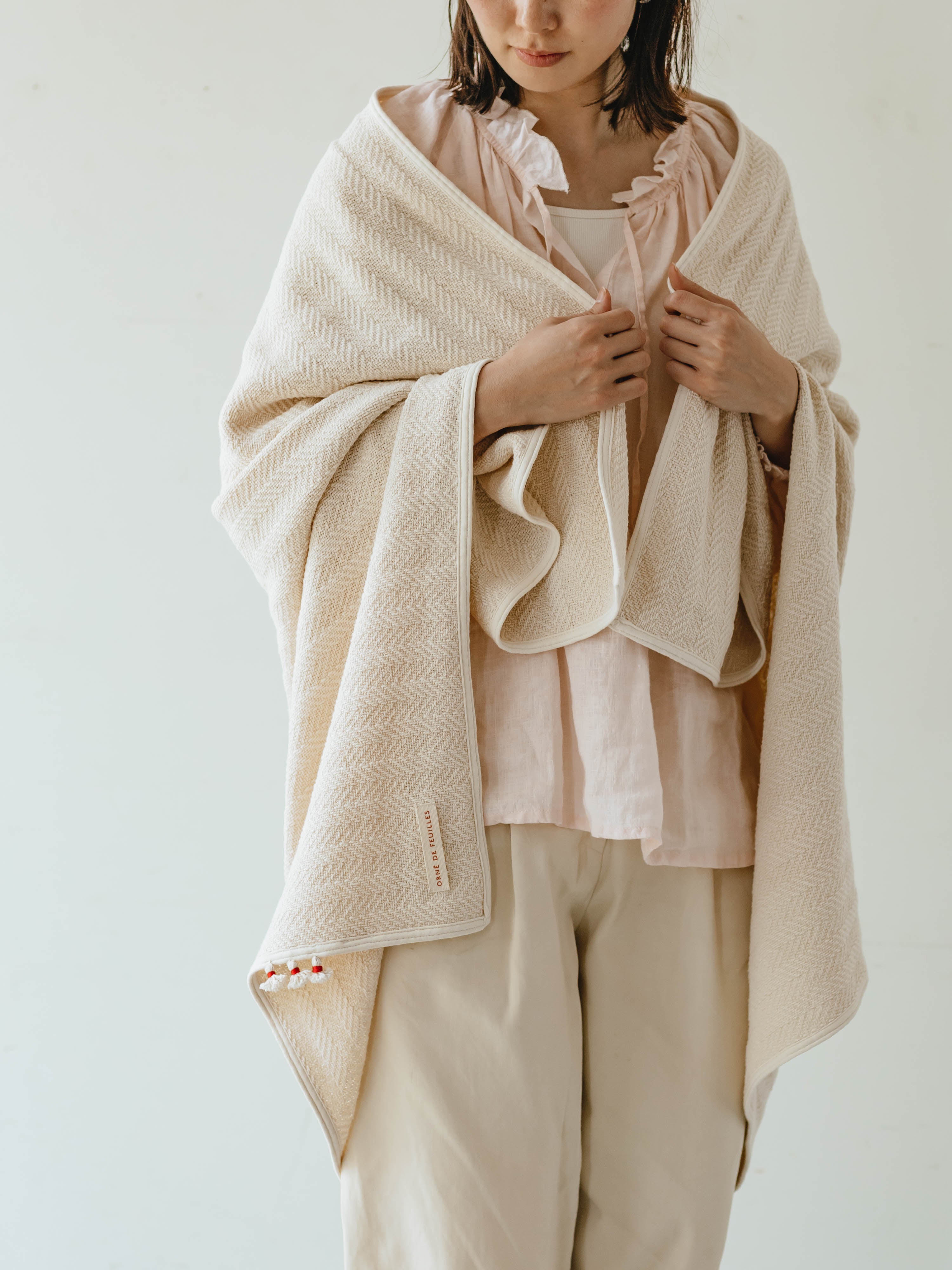fog linen work × Orné de Feuilles コットンブランケット｜ベッド