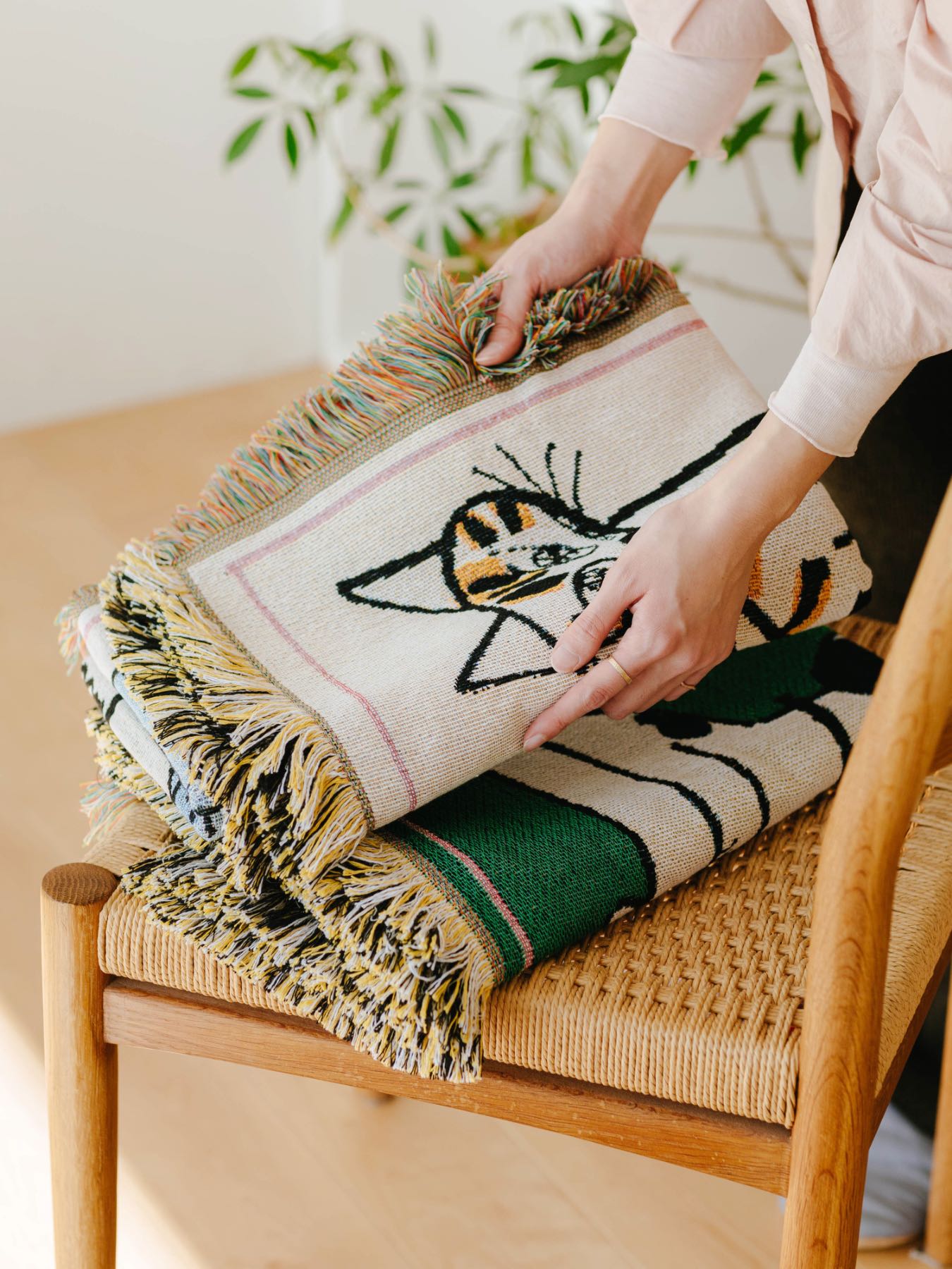 Checkerboard ブランケット Blanket Throw Path 【非売品】Maze Throw Jones Niki – Lichen Golden アウトドア寝具