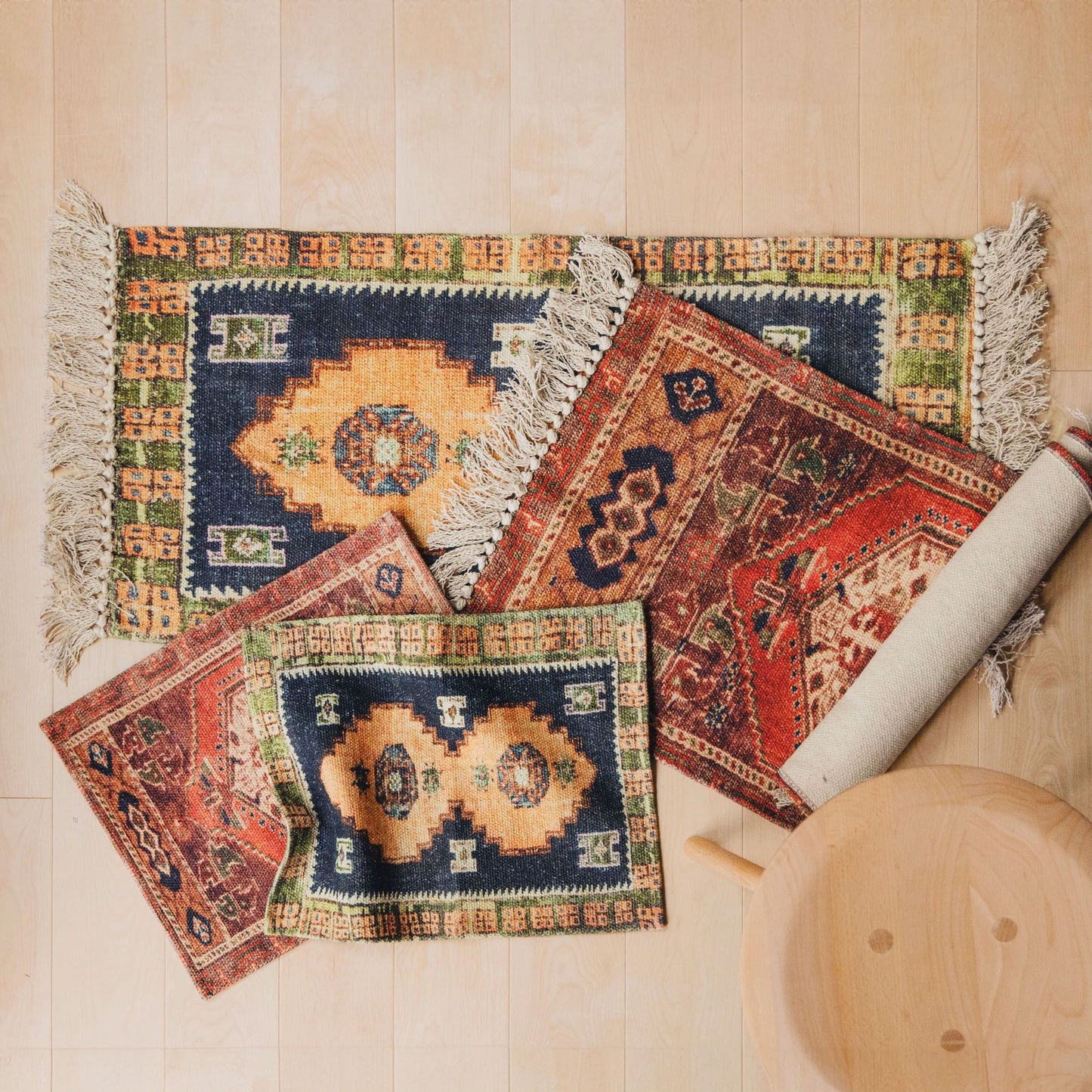 オリジナル・ヴィンテージラグ柄プリントマット