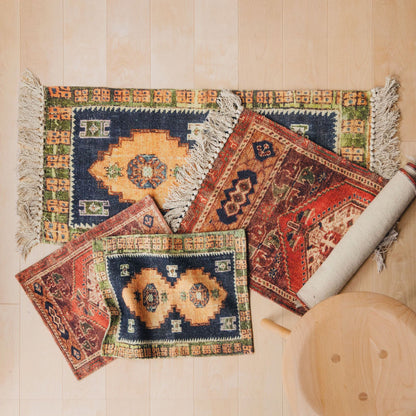 オリジナル・ヴィンテージラグ柄プリントマット