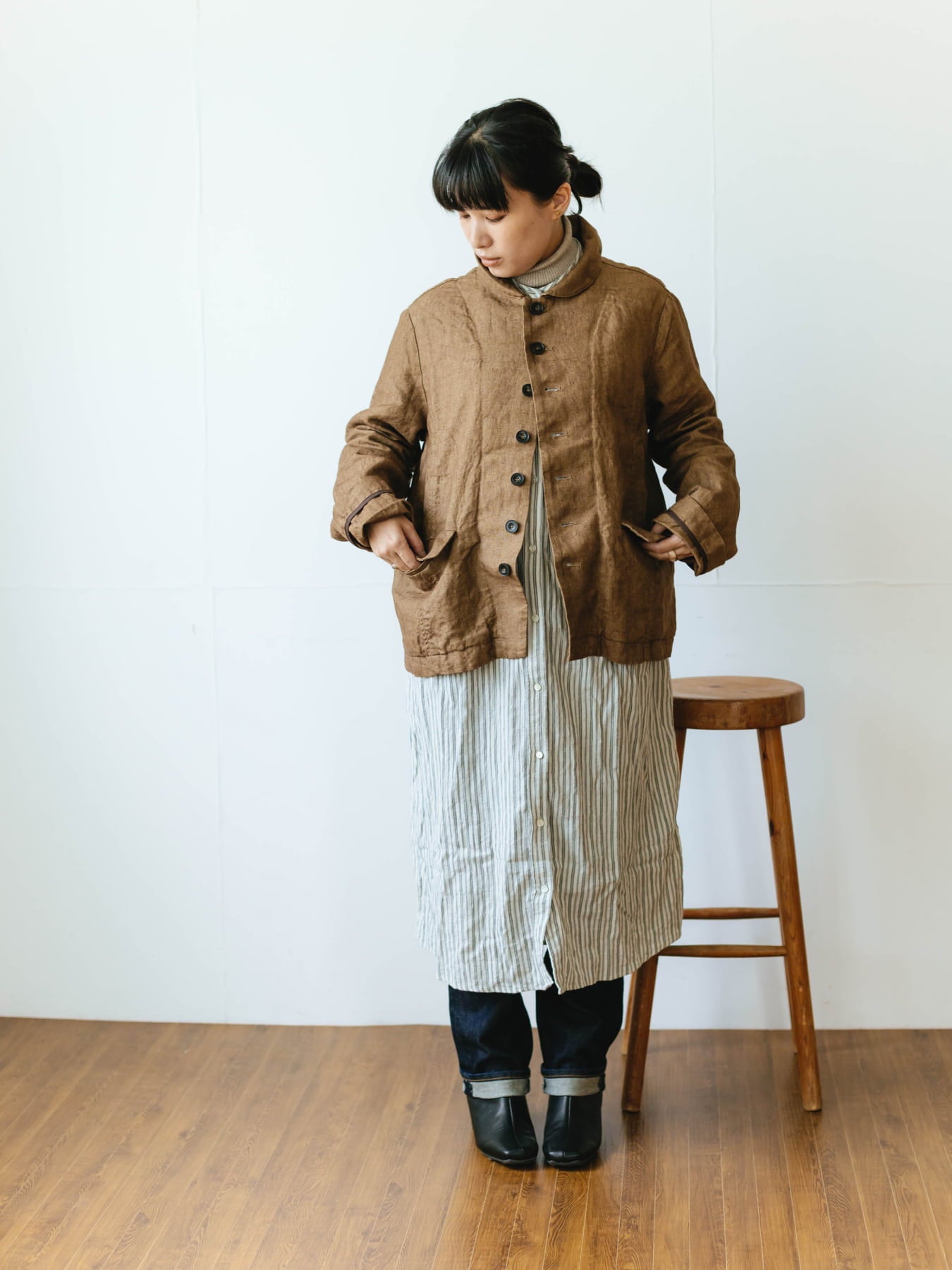 ichi Antiquités Linen Canvas Jacket