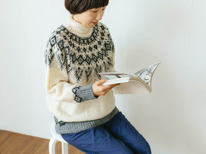 ichi ジャガードタートルネックニットプルオーバー