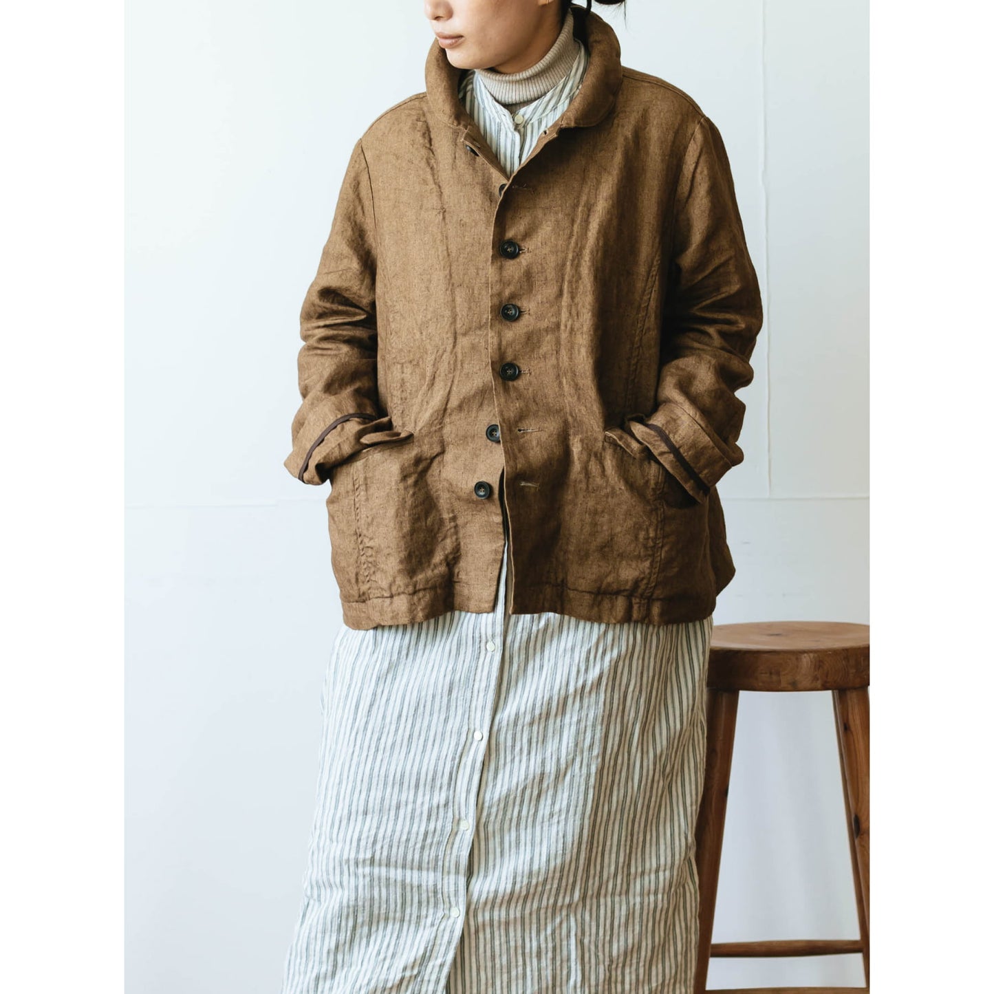 ichi Antiquités Linen Canvas Jacket