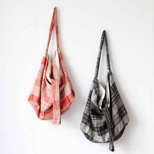 ichi Antiquités Linen Big Check Bag